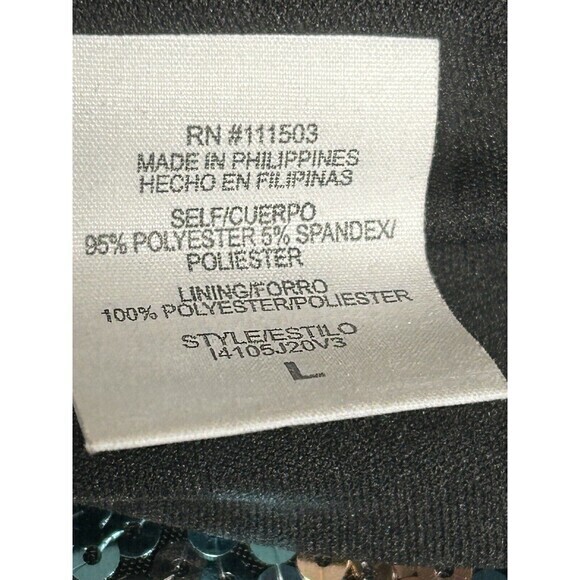 Love Reign Mini 3/4 Sleeves Rainbow Sequin L Stretch Mob Wife electric fairy Y2K - Picture 6 of 8